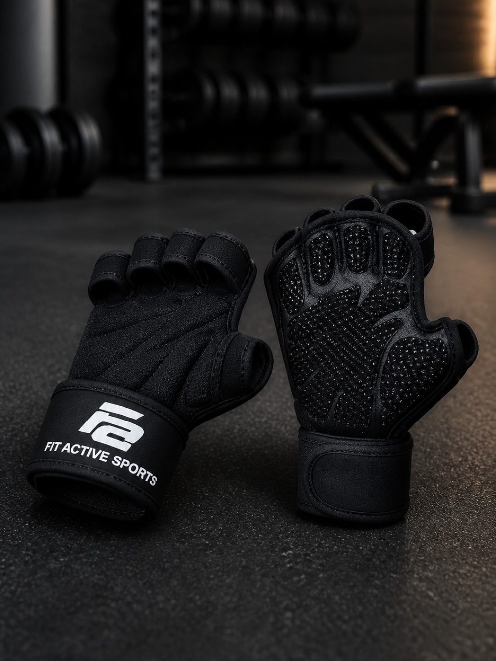 Fit Active Sports Black Half-Finger Gym Gloves Size Large
